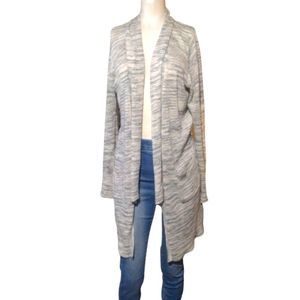 Michael Stars Cardigan Long Light Weight with Pockets Gray White Tan Size XS